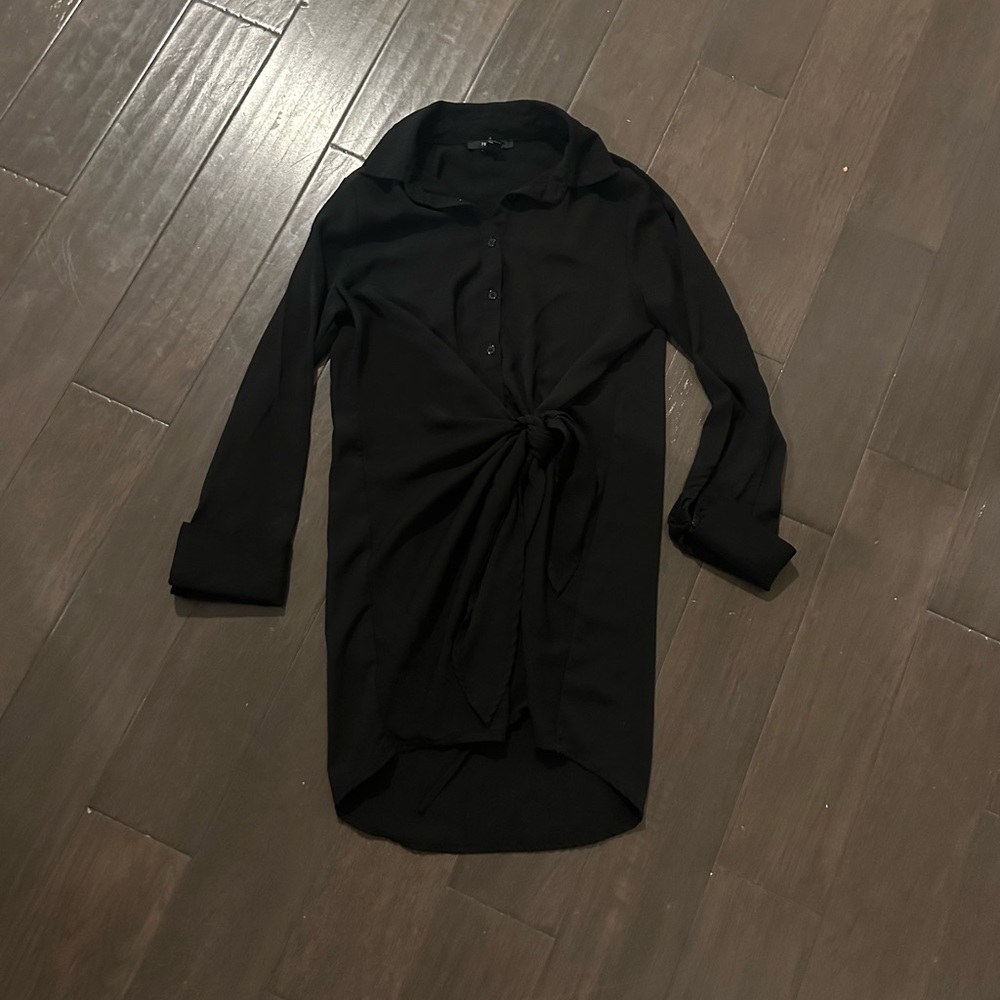 Forever 21 Black Wrap Long Sleeve Mini Dress Size S
